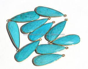 Colgante y abalorio de piedras preciosas con bisel Turquesa - Product Image 1