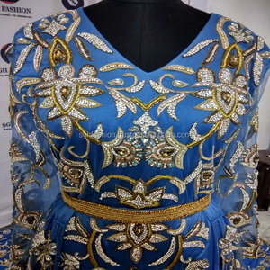 2022 caftán marroquí con cuentas de Alta Calidad bellamente adornado Coral hecho a mano tradicional vestido musulmán para adultos Dabka - Product Image 4