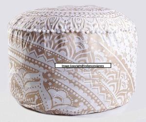 เก้าอี้นั่งมีเท้าทรงกลมพิมพ์ลายสำหรับตกแต่งบ้านม้อมเบรแมนดาลาโกลด์ผ้าฝ้าย - Product Image 2