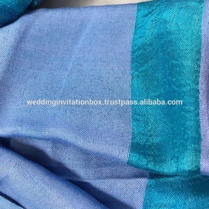 Chales de Seda Tailandesa con Rayas Azul Agua - Product Image 3