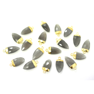 Gray Moonstone With Bail Gold Plated Half Marquise Shape Pendant For Jewellery Making - Product Image 2