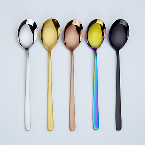 Stocked Food Grade 18/8 Gold Plating Stainless Steel Modern Minimalist Flatware Korea Style Camping <strong>Table</strong> <strong>Spoon</strong> with Laser Logo - Product Image 6