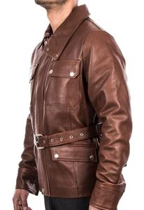 Veste en cuir décontractée pour hommes, mode urbaine, manches longues souples avec coupe flexible, respirante, tenue élégante pour l'hiver - Product Image 6