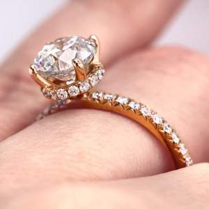 2,00 quilates blanco moissanita auténtica con acentos anillo 14k oro rosa, moissanita anillo Vintage - Product Image 5