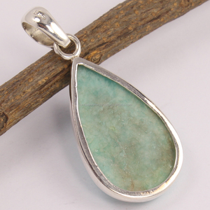 AMAZONITE prix de gros lunette en forme de poire naturelle serti de pierres précieuses en argent sterling 925 superbe pendentif solitaire - Product Image 2