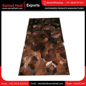 Fabricante de India de alfombras de diseño bordado personalizado de primera calidad Alfombra de cuero de diseñador de larga duración más vendida - Product Image 2