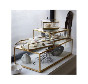 Boîte à bijoux en verre et laiton avec logo personnalisé boîte cadeau en pierre d'agate pour le rangement de la décoration de la maison en papier marbré - Product Image 2