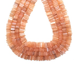 Gema Natural de piedra lunar de melocotón, cuentas de Heishi de forma cuadrada lisa, fabricación de joyas, pulsera, collar artesanal - Product Image 2