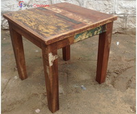 Table basse en bois de grange recyclé de style vintage en gros, meuble carré solide pour salon, pour usage domestique ou hôtelier, intérieur