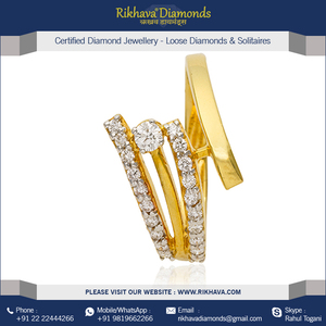 Elegante anillo de bodas de oro amarillo puro para damas con diamantes para esponsales nupciales - Product Image 4