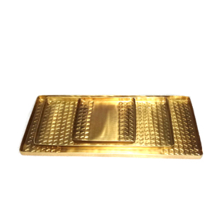 Juego de bandejas para servir de latón brillante y hierro negro Nuevo diseño 2 piezas - Product Image 3