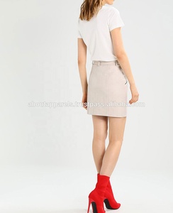 Jupe crayon mi-longue en cuir de mouton véritable, nouvelle collection de fête sexy, vente en gros, peau de mouton - Product Image 2