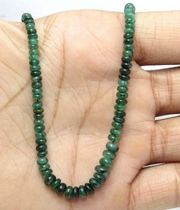 Natural Emerald Loose Gemstone <b>Beads</b> Smooth Rondelle Shape <b>Stone</b> <b>Beads</b> - Product Image 2