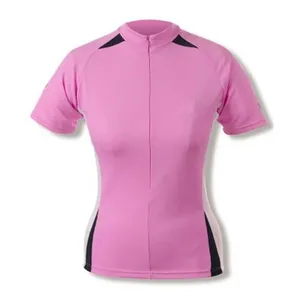 完美品质骑行运动衫粉色女性定制贴牌设计氨纶骑行衬衫