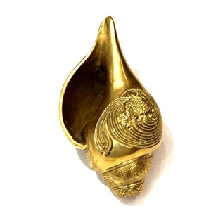 Concha Hindú para Rudra con Gemas de 1 Color, Escultura Religiosa de Latón Fundido, Arte Coleccionable de Metal Budista de la India - Product Image 2