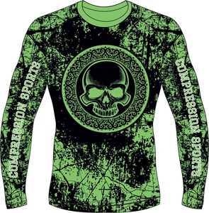 Camiseta Deportiva de Compresión para Hombre, Manga Larga, Protección UV, Impresión por Sublimación, Secado Rápido, Diseño de Calavera Azul - Product Image 4
