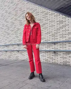 Red Denim Jeans Phù Hợp Với Cho Cô Gái Nhà Máy Giá