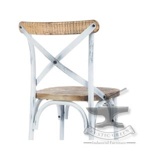 Taburete de bar con espalda cruzada de madera de hierro Industrial Vintage Color personalizable fuerte duradero para cocina comedor sala de estar escuela - Product Image 5