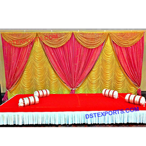 Wedding Mandap Lehariya Backdrop <b>Curtains</b> Muslim Mehandi Stage Backdrop <b>Curtains</b> Decoration Indian Wedding Mandap Backdrop - Product Image 1