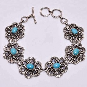 Hermosa pulsera de piedras preciosas genuinas turquesas DE LA Bella Durmiente Natural, pulsera de piedras preciosas de plata esterlina 925, joyería de plata 925 - Product Image 1