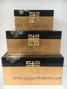 ชุดหรูหราคุณภาพสูง3ชิ้นกล่องแล็คเกอร์สีดำและสีทอง - Product Image 4