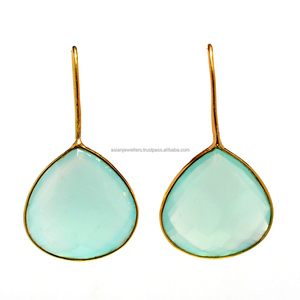Boucles d'oreilles faites main en argent sterling 925 Aqua Calcedony - Product Image 1