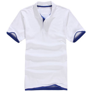 Camiseta de manga corta de algodón con logo personalizado, polo de cuello en blanco, multicolor - Product Image 1