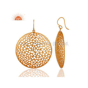 ต่างหูเงินสเตอร์ลิงชุบทองแบบเรียบขายส่งเป็นของขวัญสำหรับผู้หญิง - Product Image 2