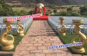 Decoración de Entrada para Pasillo de Boda, Columnas Redondas de Fibra para Pasillo, Pilares Dorados con Diseño Paisley para Bodas, Grandes Columnas de Fibra para Bodas en EE. UU. - Product Image 2