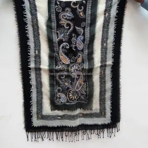 Classic Ethnic Indian Hand Embroidery Boiled Wool Scarf And Shawls Colorful Hand Embroidered Wool Scarf Shawl For Winter Spring