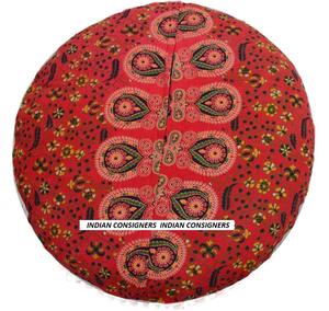 Funda de cojín de suelo de Mandala de pavo real, PUF redondo de algodón, decoración del hogar de varios colores, maravilloso étnico de consignadores indios - Product Image 3