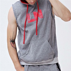 Custom Sleeveless Mens Plain Gym Sudadera con capucha - Product Image 4