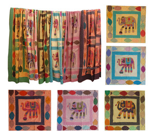 Wholesale Indian Cotton <b>Bed</b>-Cover Queen Size Elephant Pattern <b>Quilt</b> - Product Image 3