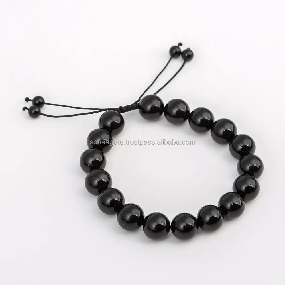Schwarz Obsidian D String Armband: Großhandel Armband