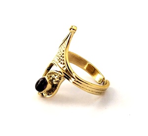 Bague unisexe en pierre d'améthyste de style bohème Bague en laiton avec incrustation de pierres précieuses pour cadeau d'anniversaire - Product Image 4