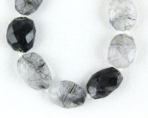 Cuentas facetadas de 14 "para hacer joyas, gemas naturales y negras, pelo auténtico, cuarzo - Product Image 2