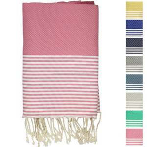 Avior Industries PVT LTD's Quick-Dry 100% Cotton Yarn Dyed Fouta Beach <b>Towels</b> Woven <b>Stripe</b> Pattern Compressed for Outdoor Use - Product Image 1