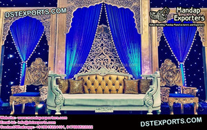 โซฟาแต่งงานทันสมัยพร้อมเก้าอี้รูปใบไม้ ตกแต่งเวทีงานแต่งงาน ชุดโซฟาเวทีงานแต่งงานคลาสสิก ตกแต่งงานอีเว้นท์สไตล์สเปน - Product Image 4