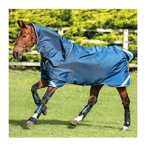 พรมคลุมม้าสีฟ้าสำหรับฤดูร้อนและฝนทำจากผ้าฝ้าย/วัสดุโพลีเอสเตอร์ที่ทนทาน - Product Image 3