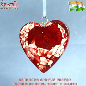 Adornos de Navidad de resina acrílica hechos a mano, corazón de mármol y vidrio plano verde, adornos de Navidad - Product Image 4