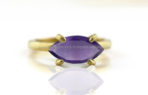 Prong Set 5x10mm Taille Marquise Améthyste Pierres Précieuses Bague-Anneau Pour Les Femmes - Product Image 3