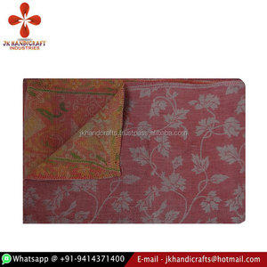 <b>Indian</b> Handmade Vintage Sari Reversible Decorative Beautiful design Cotton <b>Quilt</b> - Product Image 1