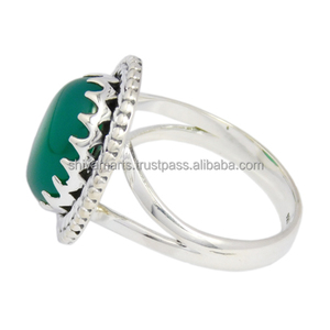 New Arrival Collection 2025 of 925 Sterling <b>Silver</b> Natural Green Onyx Gemstone Adjustable <b>Eternity</b> Vermeil <b>Ring</b> - Product Image 3