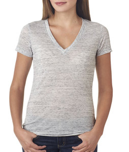OEM/ODM, camiseta lisa con cuello en V para mujer, Camiseta básica elástica a granel para mujer, camisetas de manga corta con cuello en V profundo, camisetas para mujer - Product Image 3