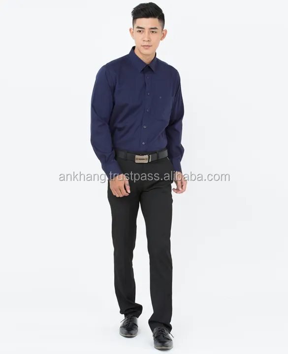 Good quality plain long sleeve dress shirt for men