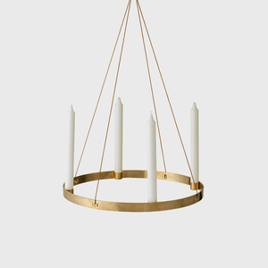 Bougeoir en cercle suspendu en métal antique en laiton Noël et décoratif pour la maison - Product Image 1