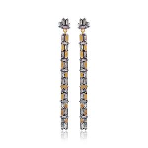 Baguette Diamond Oxidized 925 Silver Dangle <b>Earrings</b> Handmade Jewelry <b>Long</b> <b>Earrings</b> Womexn Gift Top Quality Silver <b>Earrings</b> - Product Image 1