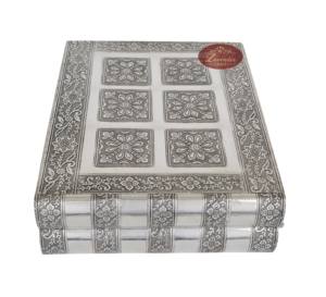 ANTIQUE FLOWER DESIGNED, WOODEN HANDMADE, METAL FINISH, PREMIUM 3-<b>ROLL</b> BANGLE BOX / BRACELET BOX - Product Image 3