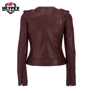 Veste en cuir de mode pour femmes hiver motif solide avec bouton décoration fermeture à glissière respirant durable teint uni - Product Image 4