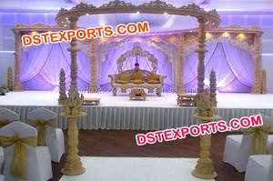 ชุด Mandap งานไม้แกะสลักมือสำหรับงานแต่งงาน,ชุด Mandap งานไม้แกะสลักสไตล์ฮินดูสำหรับงานแต่งงานงานไม้พระพิฆเนศ - Product Image 2